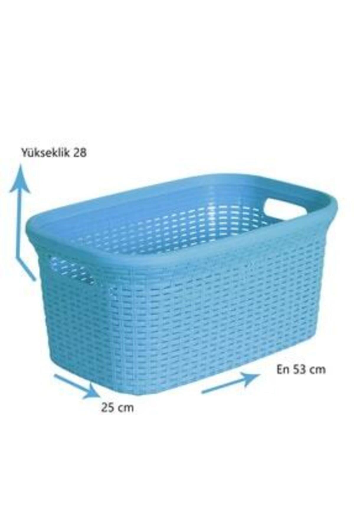 Mavi, Hasır Desenli Plastik Çamaşır Selesi - 25x35x53cm - Resim 2