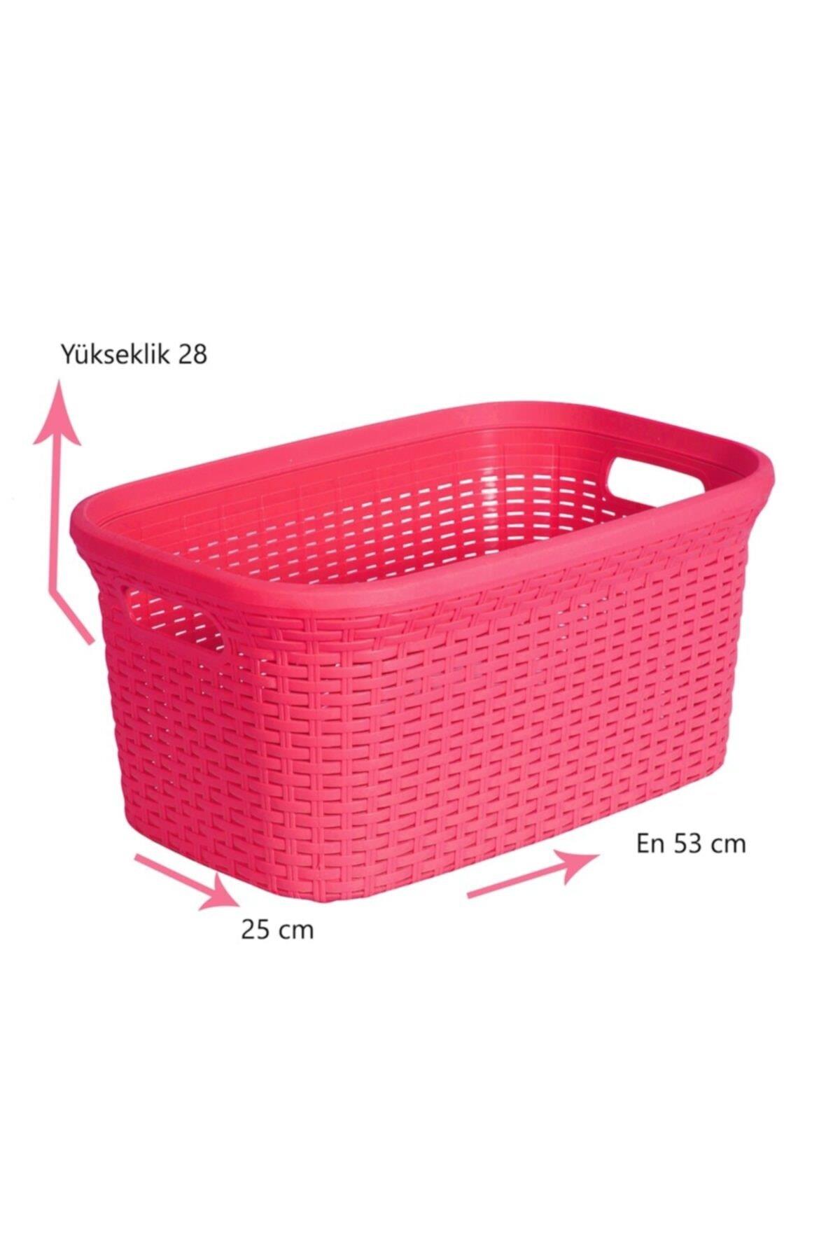 Fusya, Hasır Desenli Plastik Çamaşır Selesi - 25x35x53cm - Resim 2