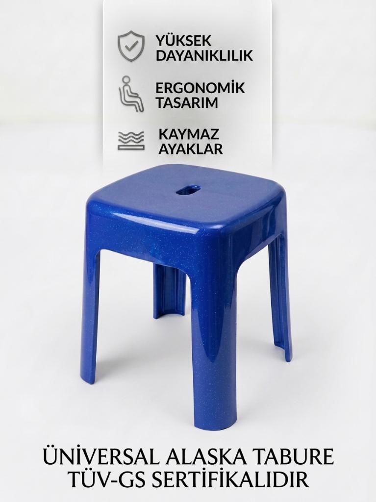 Mavi, Plastik Alaska Model Sağlam Tabure 36x36x46cm