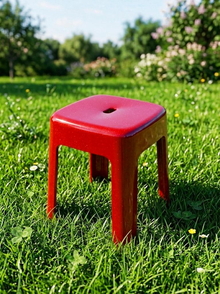 Kırmızı, Plastik Alaska Model Sağlam Tabure 36x36x46cm - Resim 2
