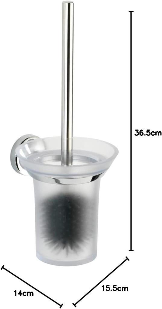 Tuvalet Fırçası Seti – Şeffaf Tutuculu Gümüş ABS Tasarım, 36.5 cm - Resim 2