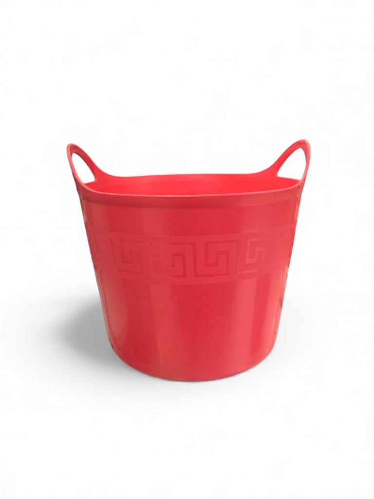 Pembe, Esnek Plastik Kova – 42 Litre, Kurban Kovası, Esneyebilen Oyuncak ve Çamaşır Sepeti - Resim 3