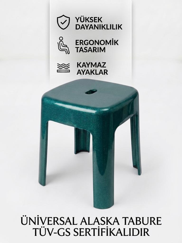 Yeşil, Plastik Alaska Model Sağlam Tabure 36x36x46cm