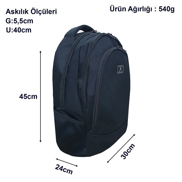 Üç Bölmeli Okul ve Sırt Çantası - Resim 2