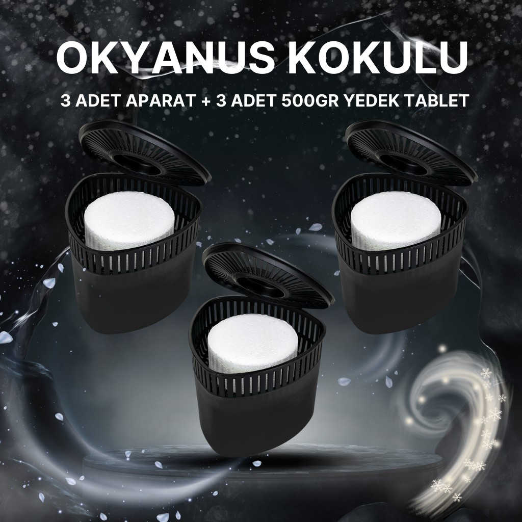 3 Adet 500GR - OKYANUS - Nem Alıcılı Ve Rutubet Giderici Aparat Üçgen (TABLET DAHİL)