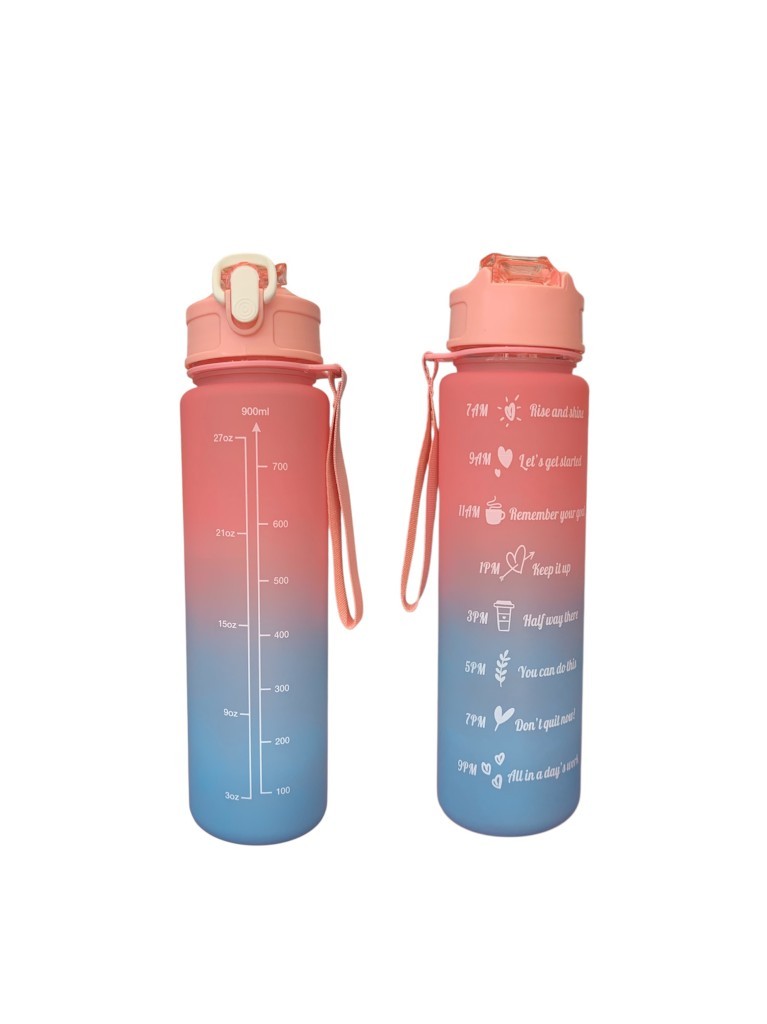 Pembe, 3’lü Set - Sticker’lı Pipetli Matara Seti - 2000ml,900ml,300ml - Resim 3