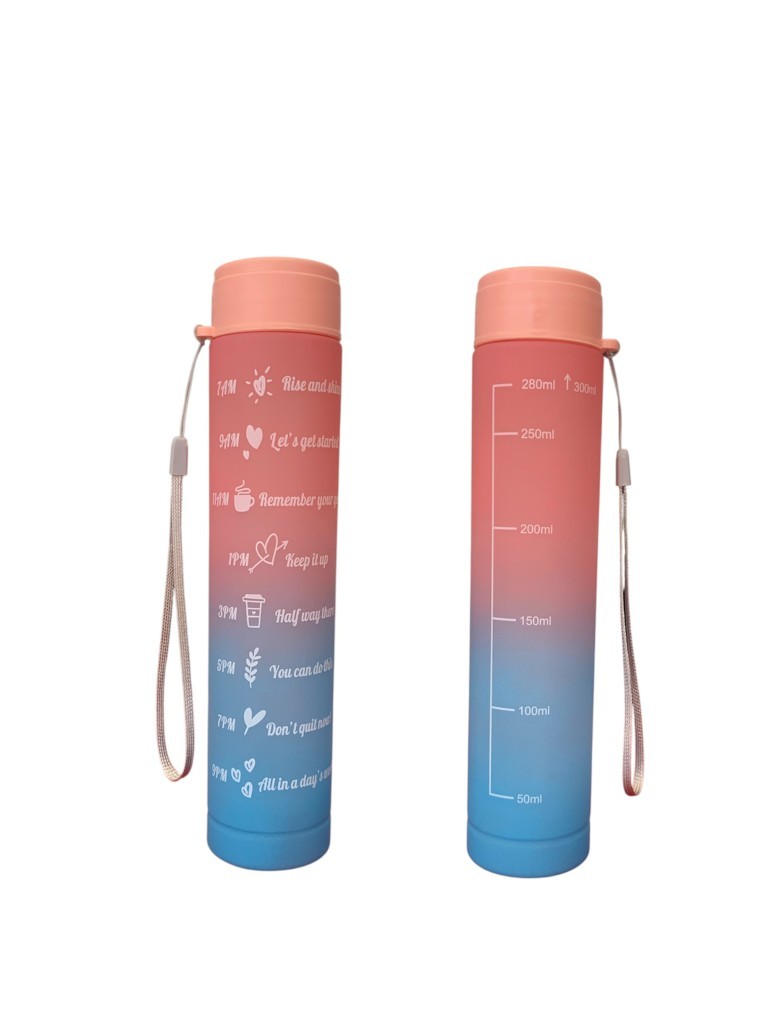 Pembe, 3’lü Set - Sticker’lı Pipetli Matara Seti - 2000ml,900ml,300ml - Resim 4
