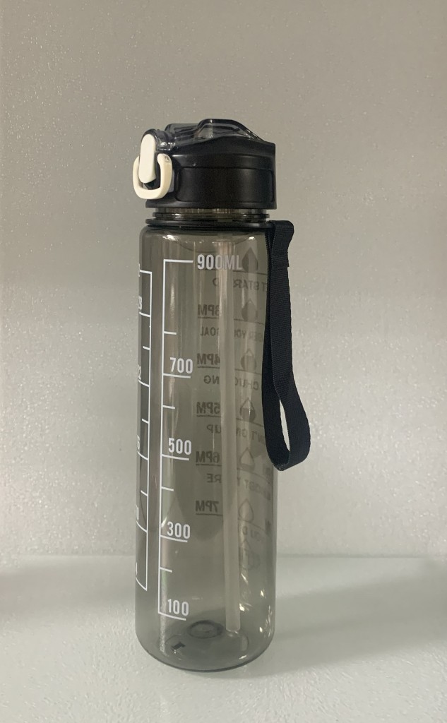 Siyah, Şeffaf Pipetli Matara – 900 ml, Sızdırmaz Kapaklı Suluk - Resim 3
