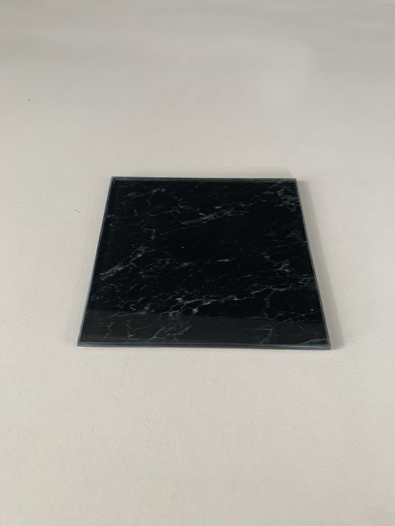 10x10cm - Siyah Mermer, Cam Bardak Altlığı - Sunumluk