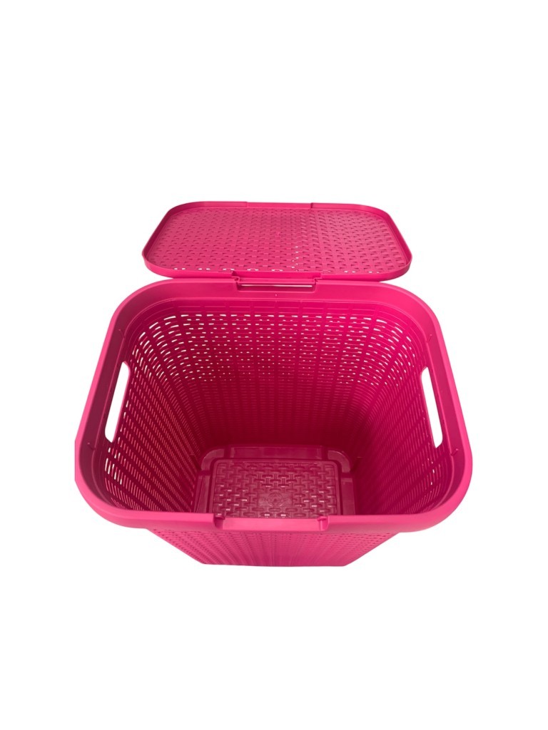 Fusya, Hasır Desenli Plastik Çamaşır Sepeti - 25x35x53cm - Resim 2