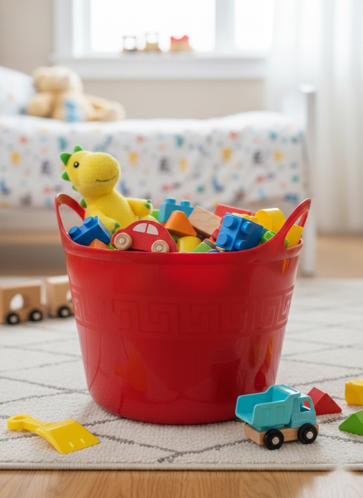 Kırmızı,  Esnek Plastik Kova – 20 Litre, Kurban Kovası, Esneyebilen Oyuncak ve Çamaşır Sepeti