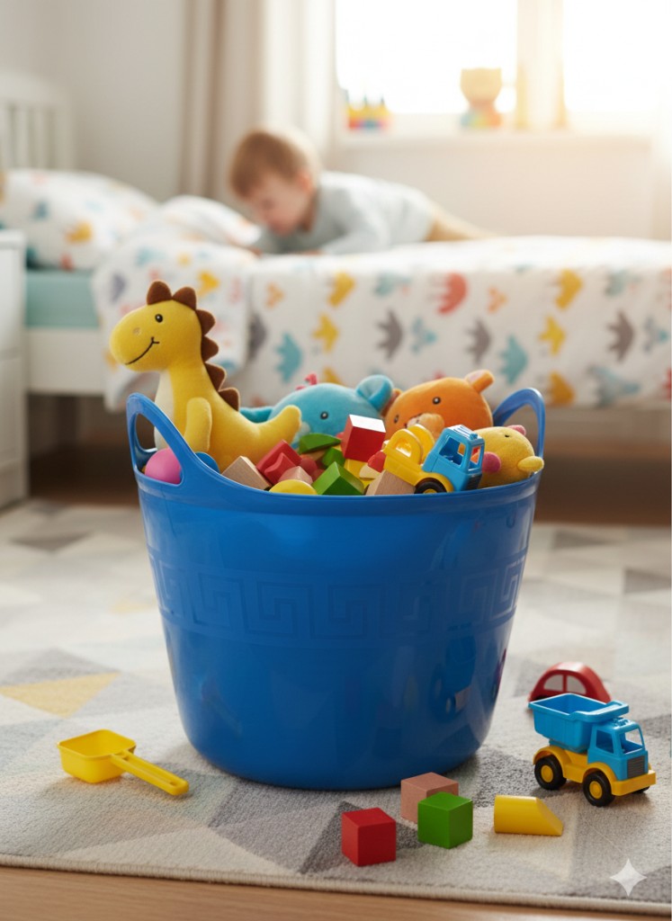 Mavi, Esnek Plastik Kova – 20 Litre, Kurban Kovası, Esneyebilen Oyuncak ve Çamaşır Sepeti
