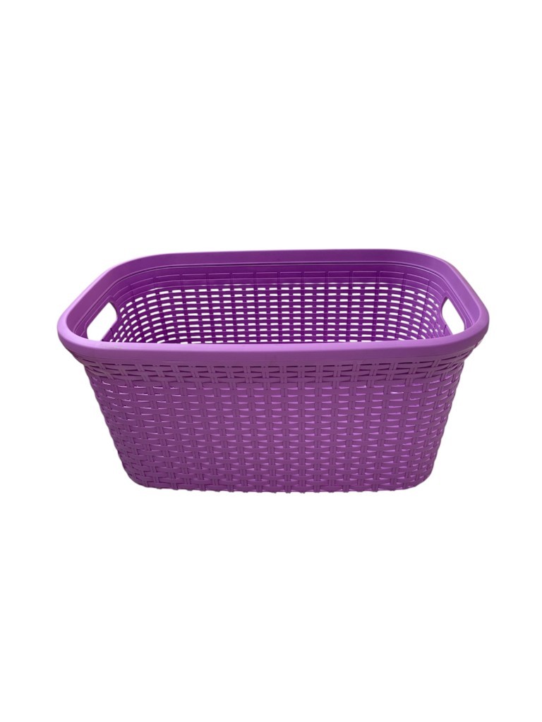 Mor, Hasır Desenli Plastik Çamaşır Selesi - 25x35x53cm - Resim 3
