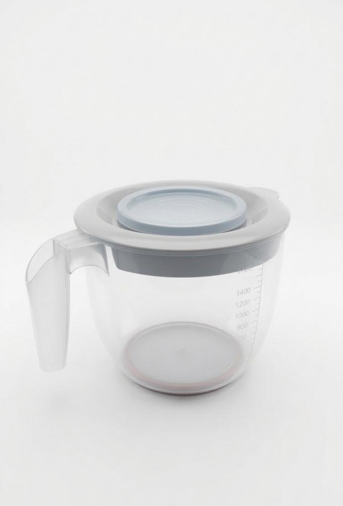 Gri, Kapaklı Mikser Kabı Kaydırmaz Tabanlı 2 Litre