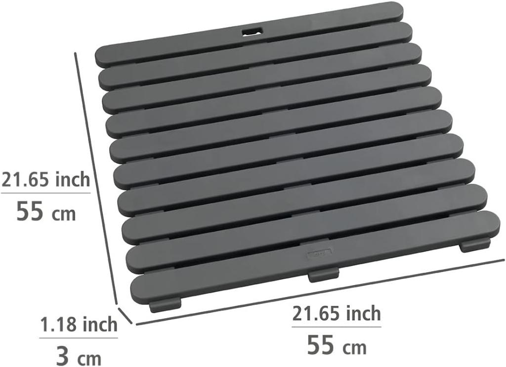 Gri, Kaymaz Duş ve Banyo Paspası 55x55 cm – Sauna ve Havuz Kullanımına Uygun - Resim 2