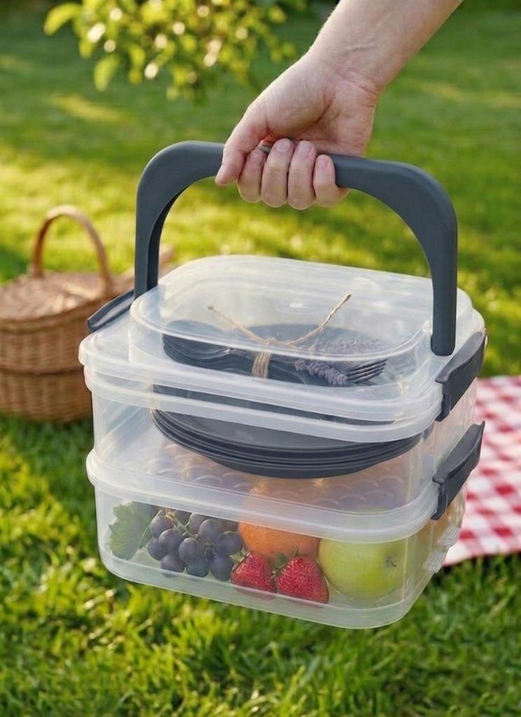 Gri, Katlı Piknik Seti