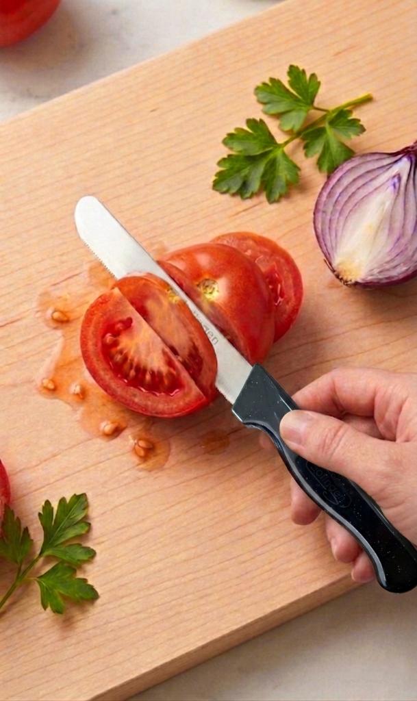Siyah, 3’lü Paslanmaz Çelik Sebze Bıçağı Seti – Tırtıklı Keskin Ağız