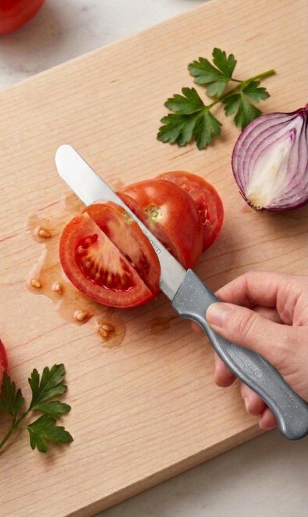 Gri, 3’lü Paslanmaz Çelik Sebze Bıçağı Seti – Tırtıklı Keskin Ağız