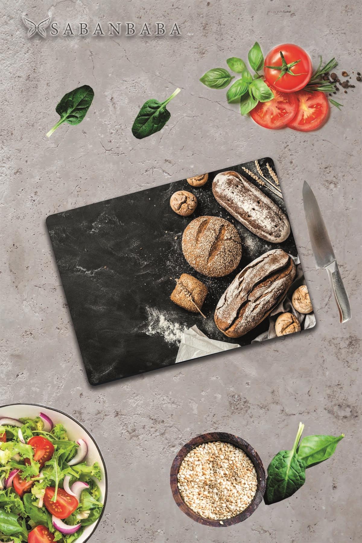 30x40cm - Buğdaylı Ekmek - Cam Kesme Tahtası