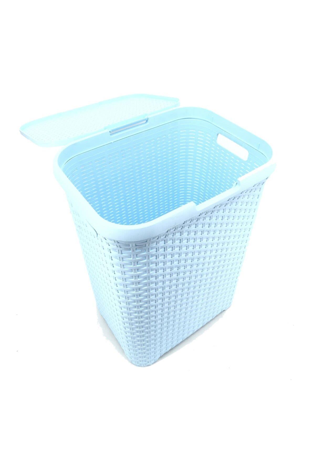 Mavi, Hasır Desenli Plastik Çamaşır Selesi - 25x35x53cm - Resim 2