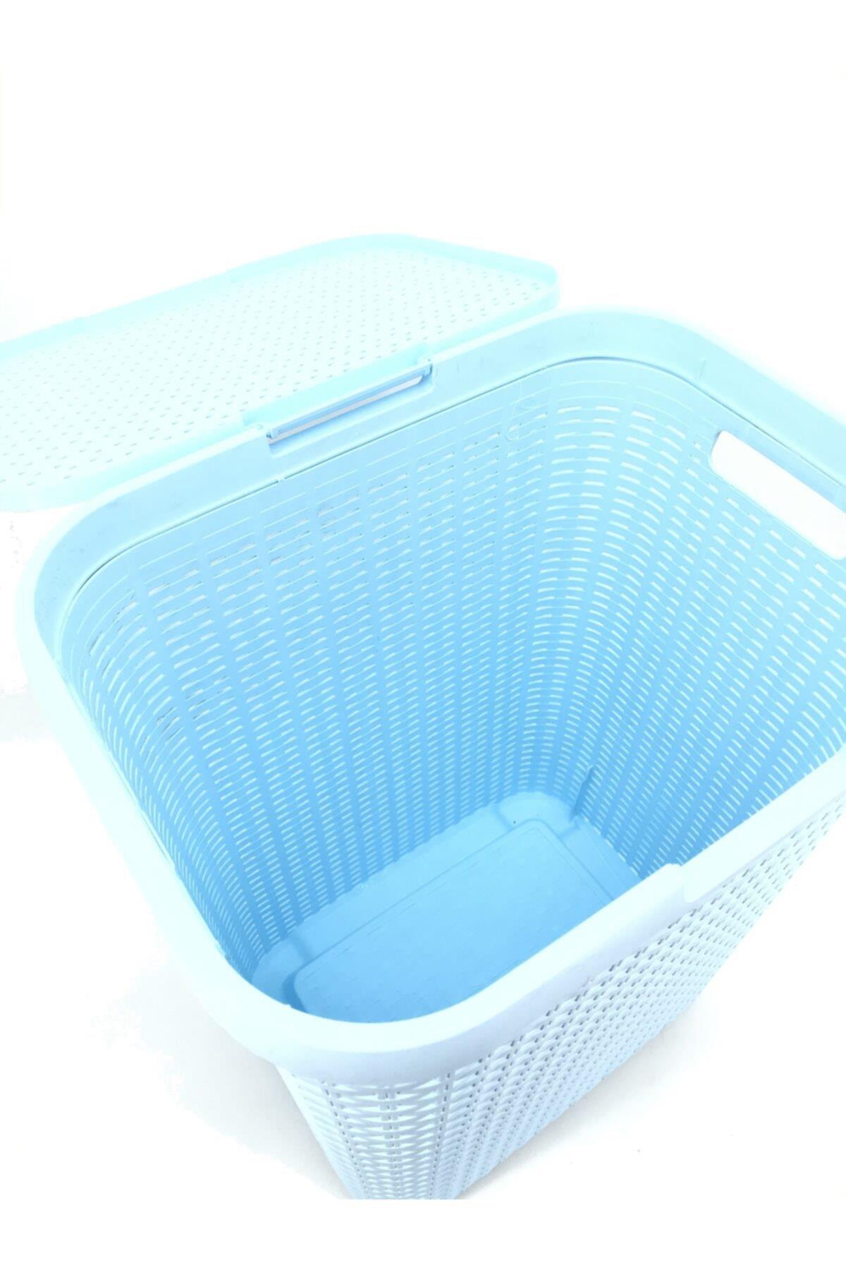 Mavi, Hasır Desenli Plastik Çamaşır Selesi - 25x35x53cm - Resim 3