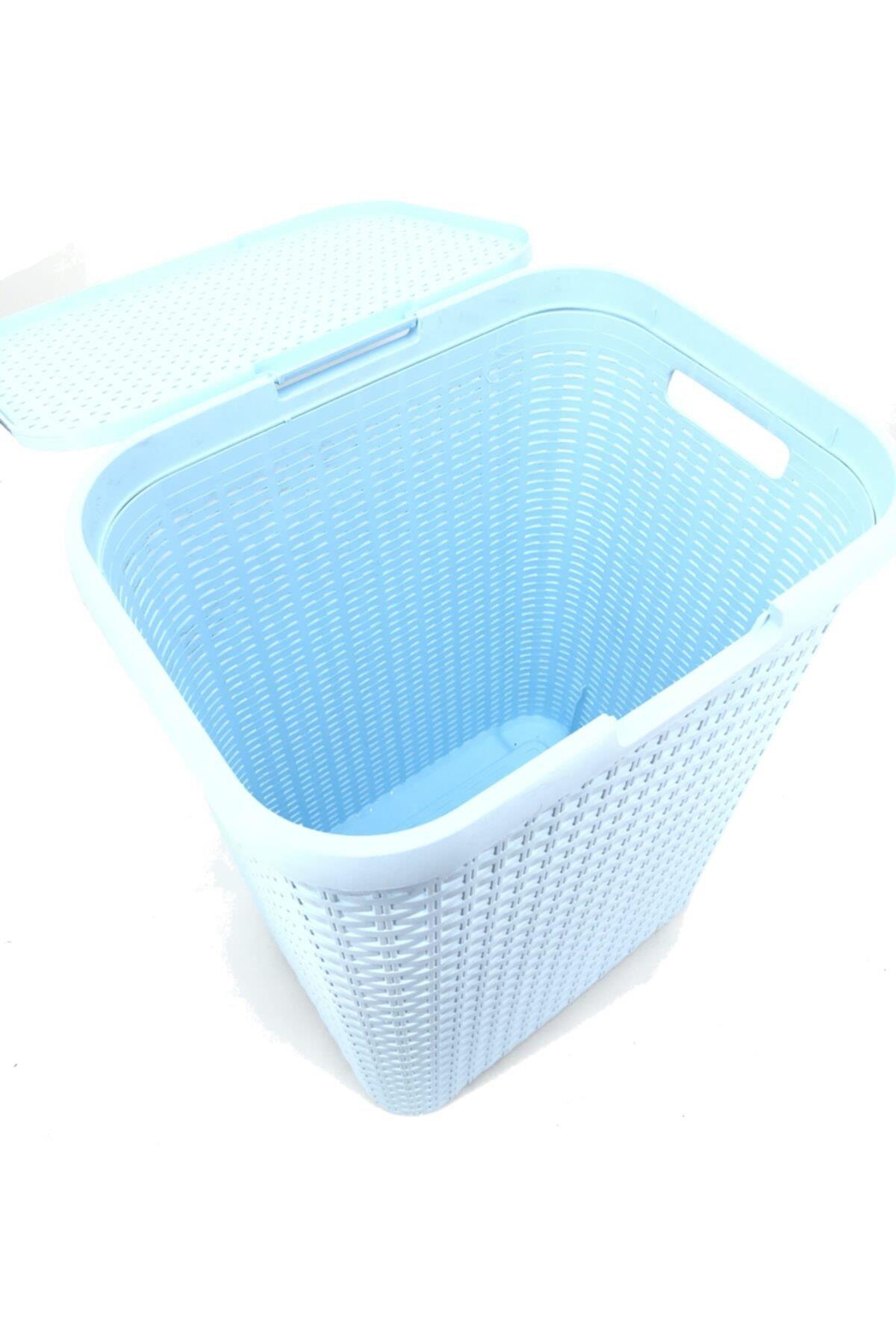 Mavi, Hasır Desenli Plastik Çamaşır Selesi - 25x35x53cm - Resim 4