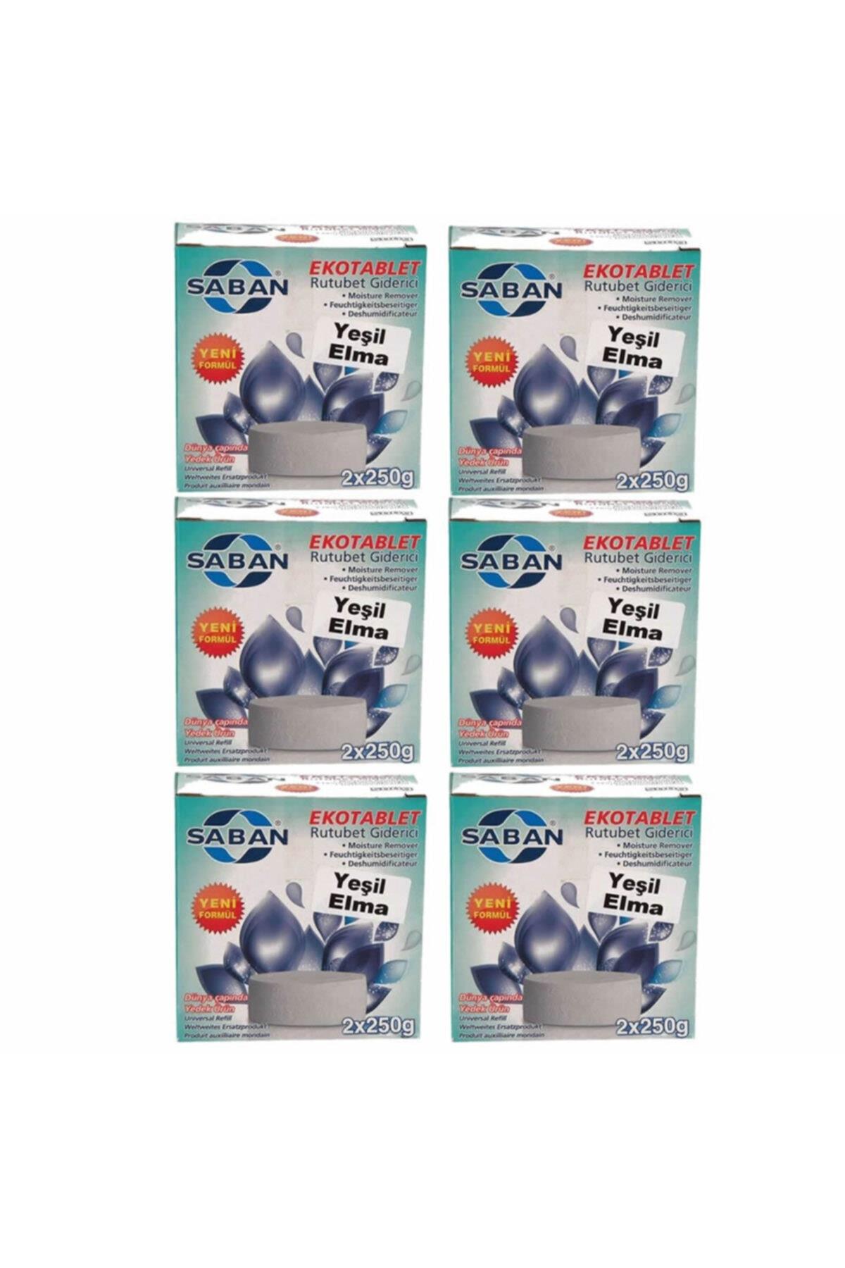 6 Adet 2x250 gr Nem Alıcı Rutubet Giderici Yedek Tablet Yeşil Elma