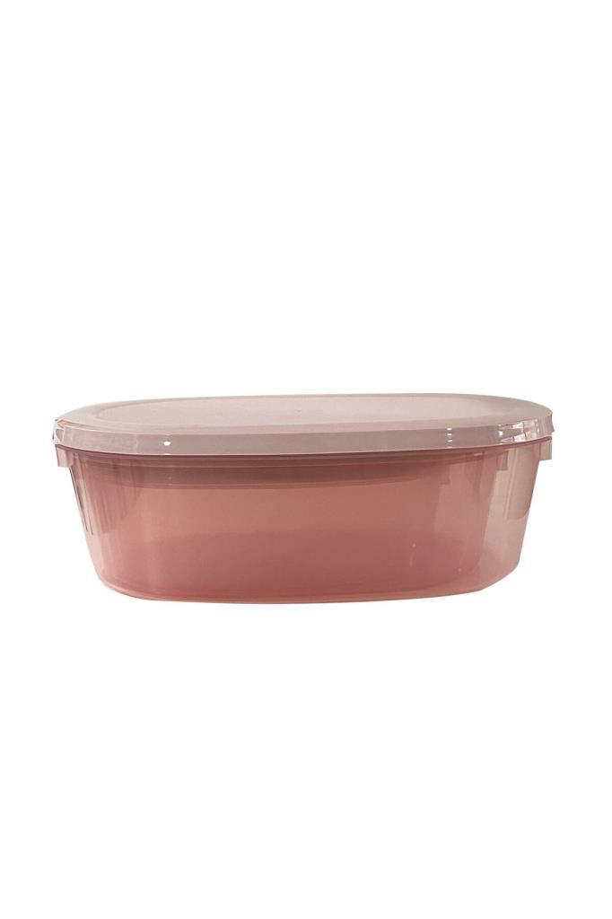 3'Lü Pembe, Oval Erzak Saklama Kabı - Resim 3