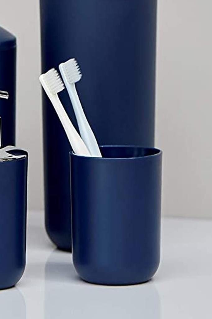 Lacivert, Plastik Diş Fırçalık – 7,5×10 cm, Macunluk, Banyo Düzenleyici - Brasil Model