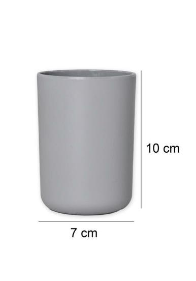 Gri, Plastik Diş Fırçalık – 7,5×10 cm, Macunluk, Banyo Düzenleyici - Brasil Model