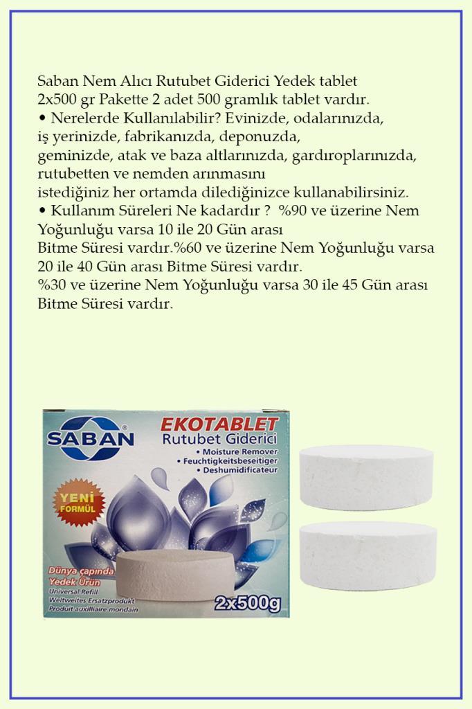 2 Adet 2x500 gr Nem Alıcı Rutubet Ve Küf Önleyici Yedek Tablet Portakal - Resim 2