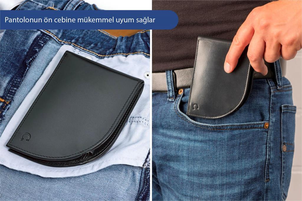 Erkek Ön Cep Cüzdanı Siyah - Resim 2