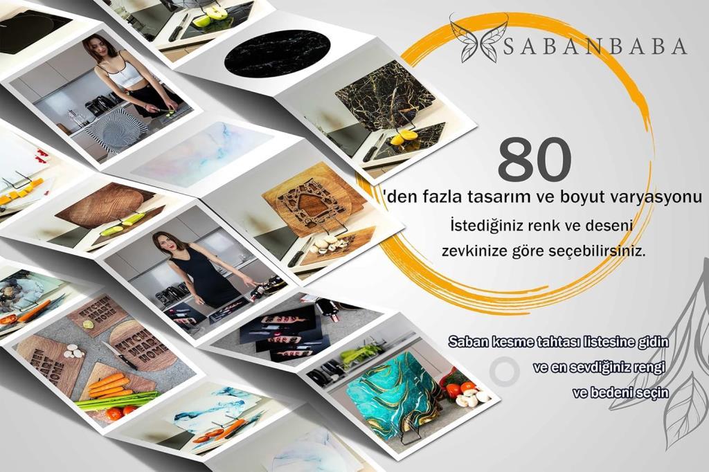 30x40cm - Siyah Mermer - Cam Kesme Tahtası - Resim 4